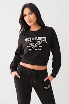 CRYSTAL WING HORSESHOE CROP SWEATSHIRT, image 2