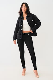 OVERSIZED GLITTER LOGO DENIM TRUCKER JACKET, image 5