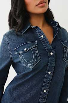 GEORGIA LONG SLEEVE DENIM SHIRT, image 2