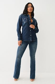 GEORGIA LONG SLEEVE DENIM SHIRT, image 4