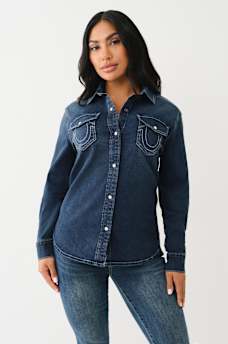 GEORGIA LONG SLEEVE DENIM SHIRT, image 1
