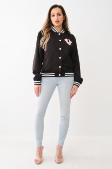 HORSESHOE SATIN VARSITY BOMBER JACKET