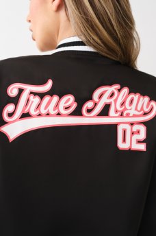 HORSESHOE SATIN VARSITY BOMBER JACKET