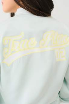 HORSESHOE SATIN VARSITY BOMBER JACKET