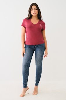 JENNIE MID RISE FLAP SKINNY JEAN, image 2