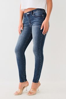JENNIE MID RISE CRYSTAL CURVY SKINNY JEAN, image 2