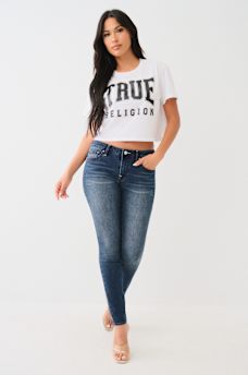 JENNIE MID RISE CRYSTAL CURVY SKINNY JEAN, image 3