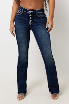 BECCA EXPOSED BUTTON FLY BOOTCUT JEANS