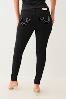JENNIE MID RISE BIG T LUREX CURVY SKINNY JEAN, image 1