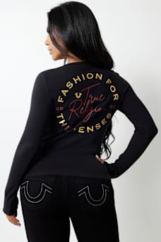 RIBBED METALLIC LOGO HENLEY TEE, image 5