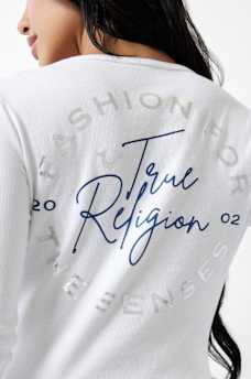 RIBBED METALLIC LOGO HENLEY TEE, image 1