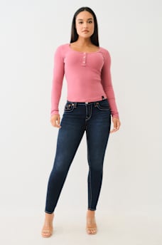 RIBBED METALLIC LOGO HENLEY TEE, image 4