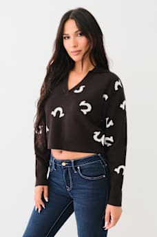 HORSESHOE NOTCH COLLAR SWEATER, image 2