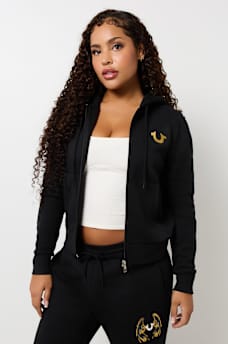 METALLIC WING HORSESHOE ZIP HOODIE, image 2