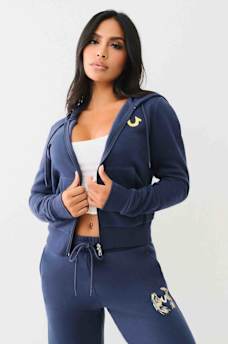 METALLIC WING HORSESHOE ZIP HOODIE, image 2