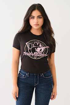 CRYSTAL RETRO BUDDHA LOGO BABY TEE, image 2