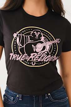 CRYSTAL RETRO BUDDHA LOGO BABY TEE, image 1