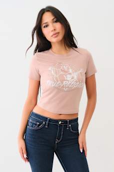 CRYSTAL RETRO BUDDHA LOGO BABY TEE, image 2