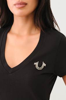 CRYSTAL HORSESHOE V NECK TEE, image 3