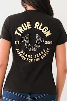 CRYSTAL HORSESHOE V NECK TEE, image 1