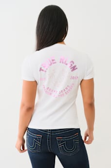 CRYSTAL HORSESHOE V NECK TEE, image 3
