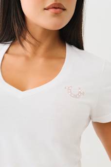 CRYSTAL HORSESHOE V NECK TEE, image 4