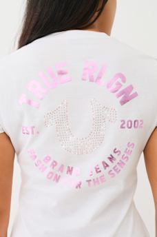 CRYSTAL HORSESHOE V NECK TEE, image 1