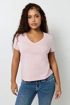 CRYSTAL HORSESHOE V NECK TEE, image 2