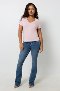 CRYSTAL HORSESHOE V NECK TEE, image 3