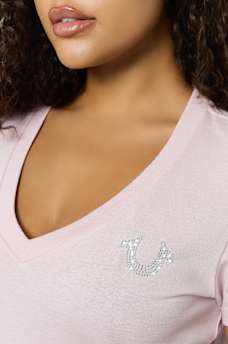 CRYSTAL HORSESHOE V NECK TEE, image 4