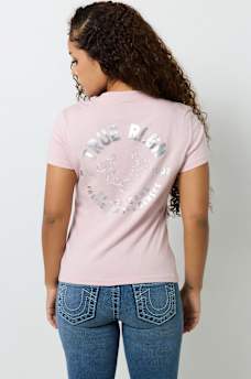 CRYSTAL HORSESHOE V NECK TEE, image 5