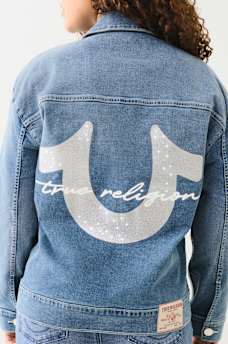 OVERSIZED DENIM METALLIC LOGO JACKET, image 3