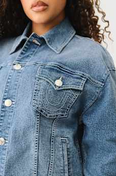 OVERSIZED DENIM METALLIC LOGO JACKET, image 4