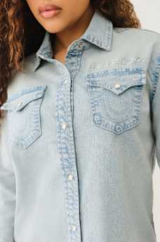 GEORGIA LONG SLEEVE DENIM SHIRT, image 2