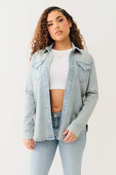 GEORGIA LONG SLEEVE DENIM SHIRT, image 1
