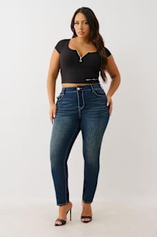 PLUS JENNIE MID RISE FLAP CURVY SKINNY JEAN, image 2