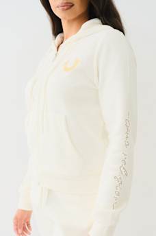 CRYSTAL SCRIPT LOGO ZIP HOODIE, image 2