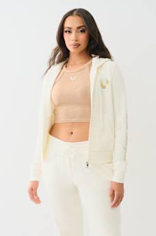 CRYSTAL SCRIPT LOGO ZIP HOODIE, image 3
