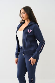 CRYSTAL SCRIPT LOGO ZIP HOODIE, image 3