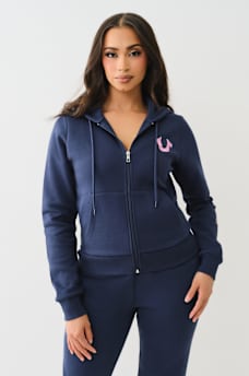 CRYSTAL SCRIPT LOGO ZIP HOODIE, image 4