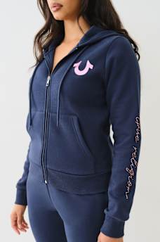 CRYSTAL SCRIPT LOGO ZIP HOODIE, image 6