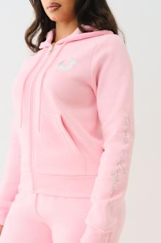 CRYSTAL SCRIPT LOGO ZIP HOODIE, image 3