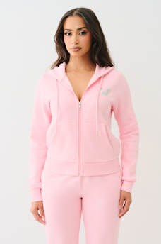 CRYSTAL SCRIPT LOGO ZIP HOODIE, image 4