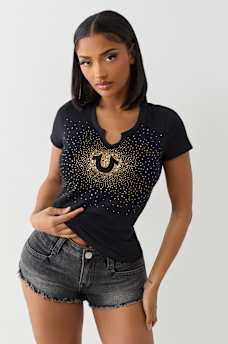 ALLOVER CRYSTAL HORSESHOE TEE, image 1