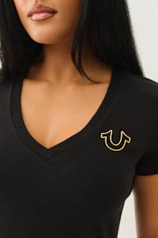 HIGH DENSITY LOGO V NECK TEE, image 6