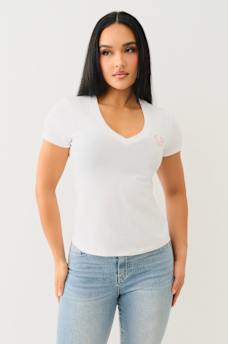 HIGH DENSITY LOGO V NECK TEE, image 2