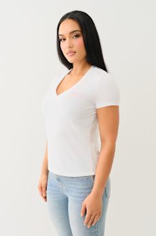 HIGH DENSITY LOGO V NECK TEE, image 4