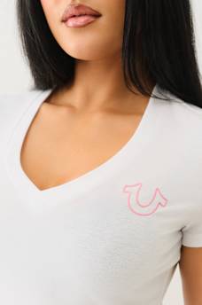 HIGH DENSITY LOGO V NECK TEE, image 6