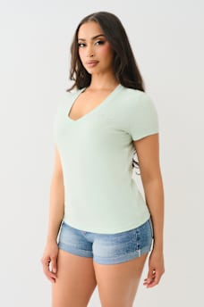 HIGH DENSITY LOGO V NECK TEE, image 3