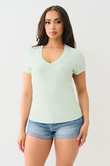 HIGH DENSITY LOGO V NECK TEE, image 4